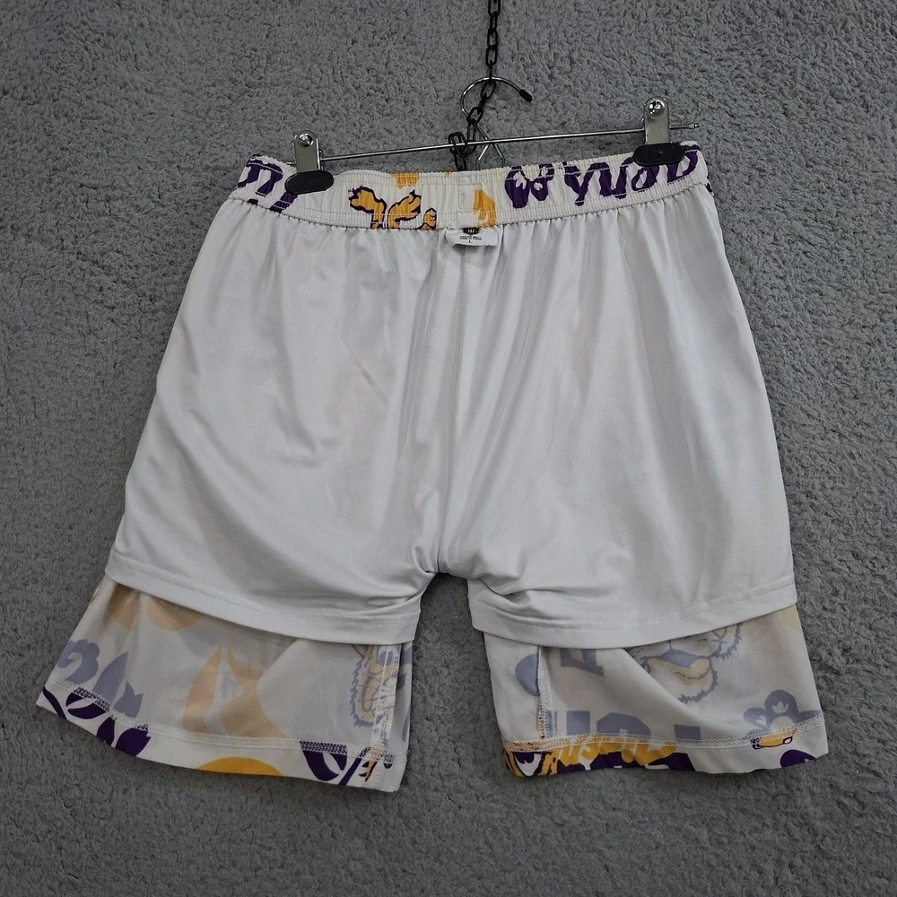 Wes and Willy LSU Tigers Board Shorts L Logo Floral Swim Trunks Vacation Travel‎